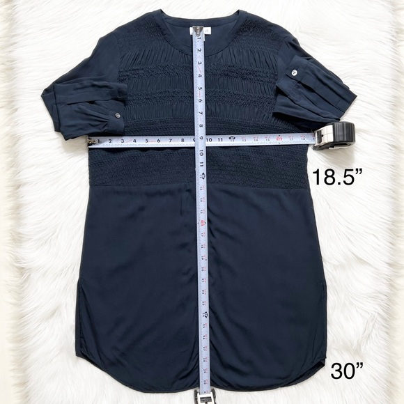 J. Jill Navy Blue Smocked Long Sleeve Buttondown Tunic - Picture 10 of 10